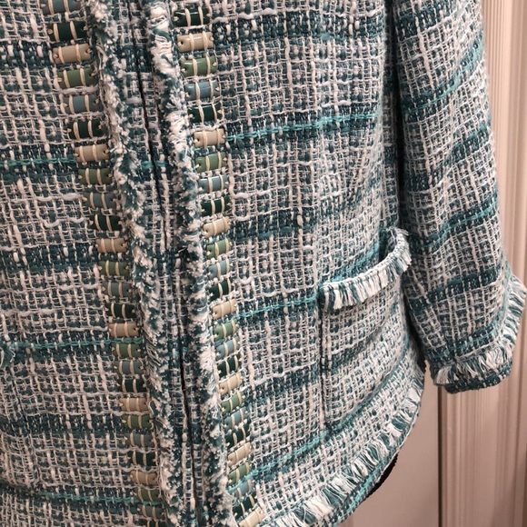 Embellished Chico’s Size 2-US 12/14 Tweed Jacket - Picture 4 of 7